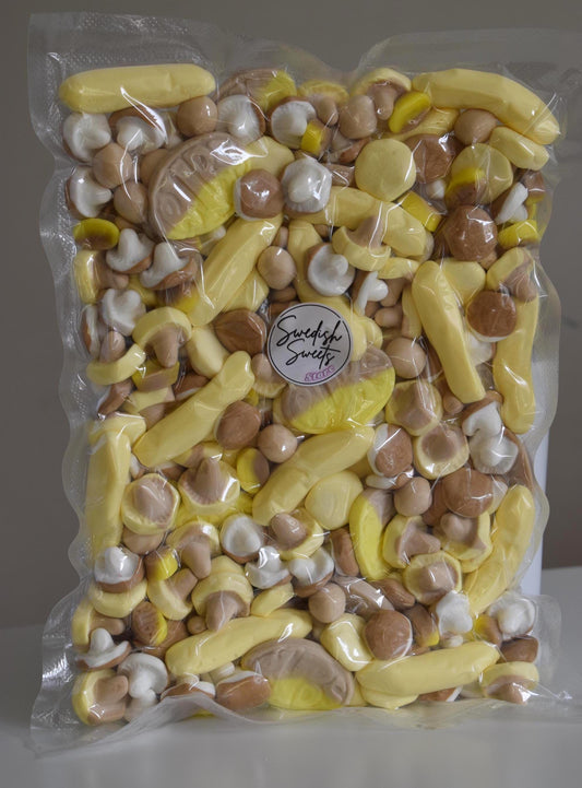 Banana Caramel Swedish Candy Mix | BUBS, Foam, Mushroom Candies (280g)