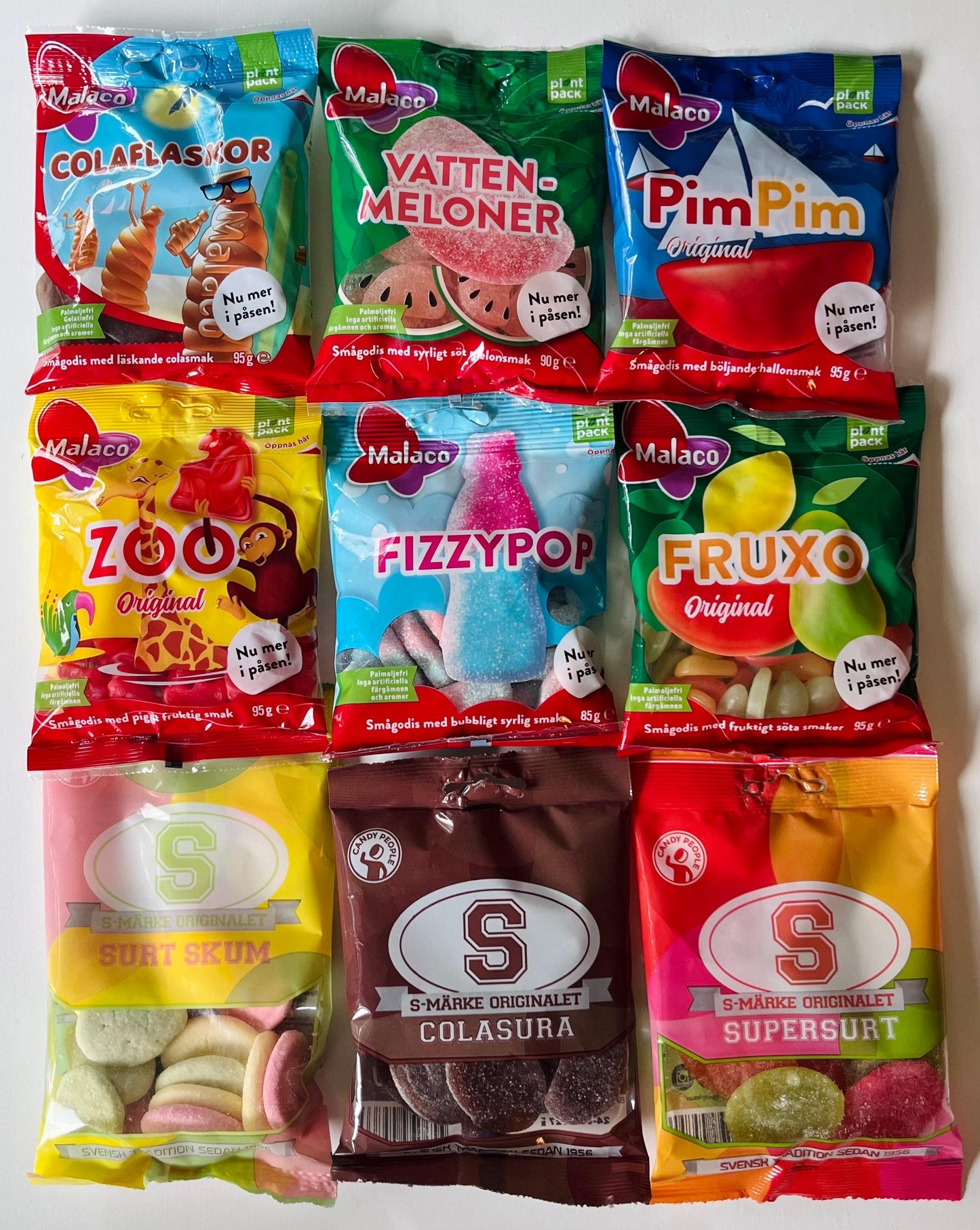 Swedish Candy Mix: 9 Bags of Malaco & S-Märke Classics