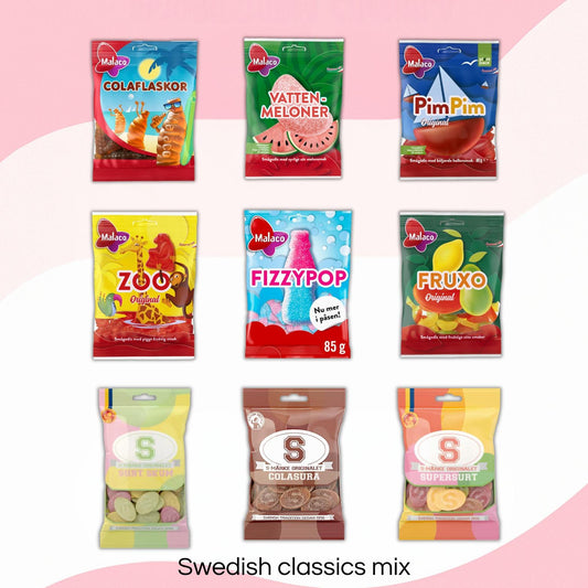 Swedish Candy Mix: 9 Bags of Malaco & S-Märke Classics